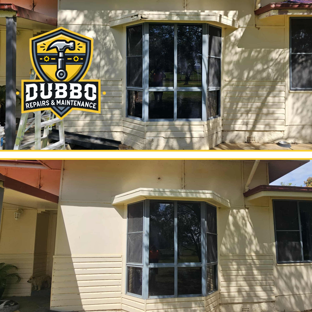 Exterior repainting, weatherboard commercial property, full preparation and repaint